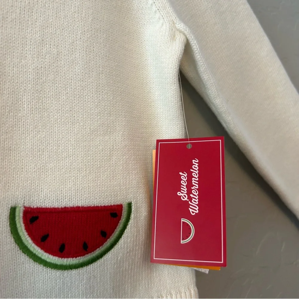 Gymboree white button front cardigan with watermelon embroidery 18-24 months